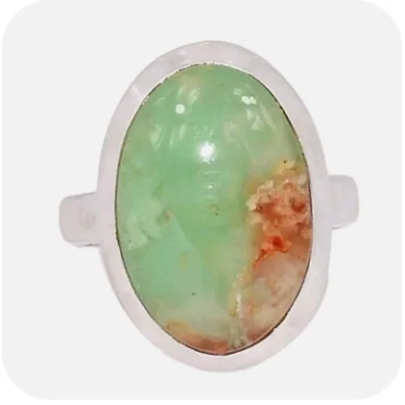 Genuine Aqua Crysoprase in Sterling Silver Sz 7! - Picture 2 of 5